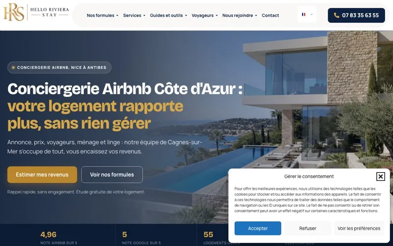 Site Hello Riviera Stay créé par Côté Site