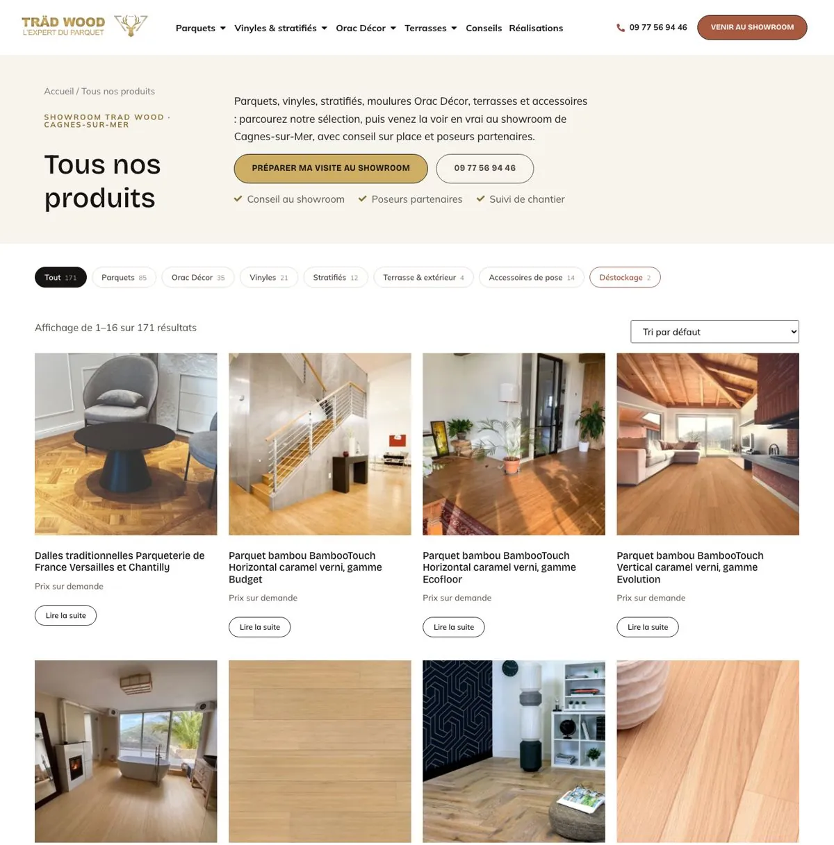 Création de site internet à Cagnes-sur-Mer : le site Träd Wood sur ordinateur