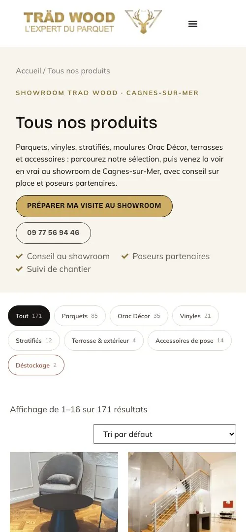 Site Träd Wood sur téléphone