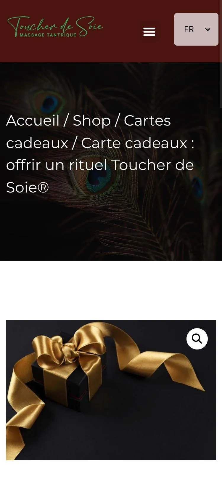 Site Toucher de Soie sur téléphone : carte cadeau