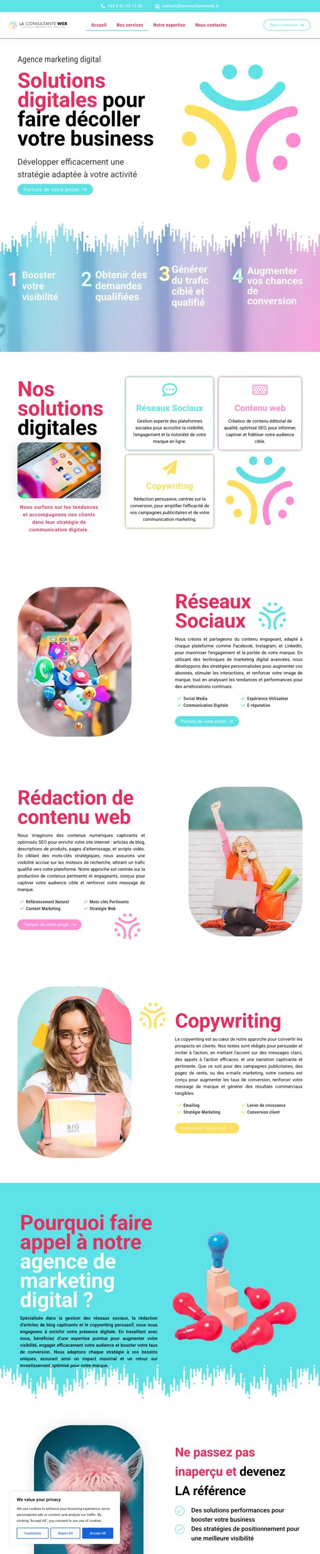 Création de site one page : Site one page La Consultante Web qui défile