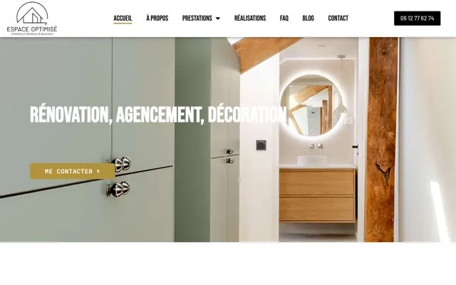 Création de site vitrine : Page 1 du site Espace Optimisé