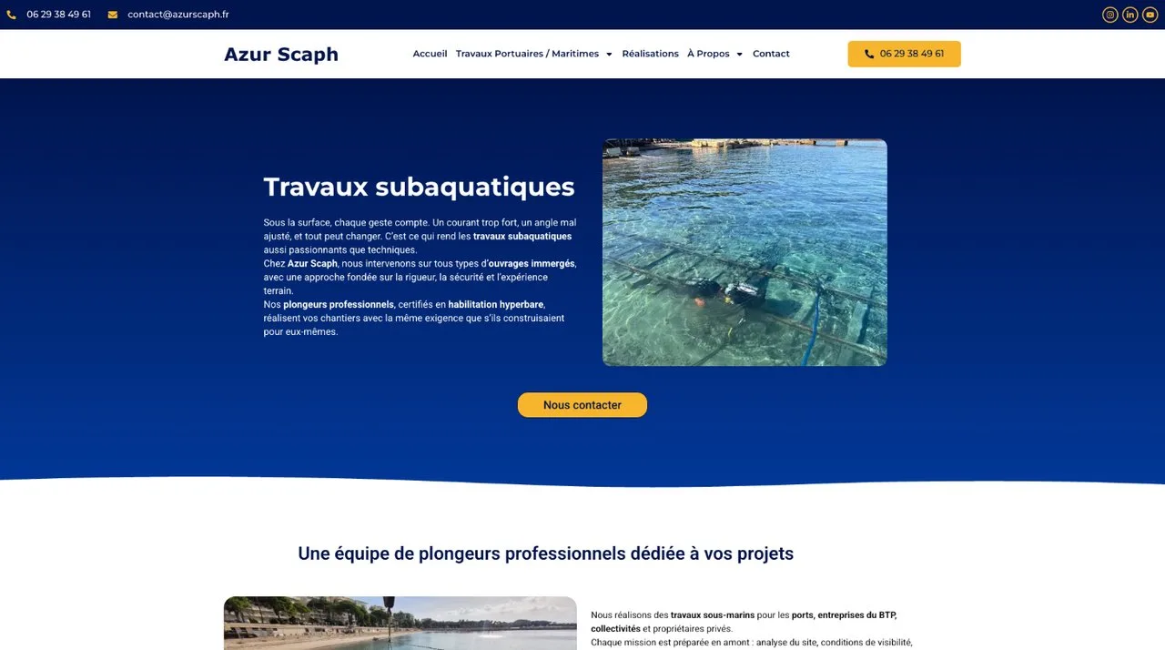 Azur Scaph : Page Travaux subaquatiques