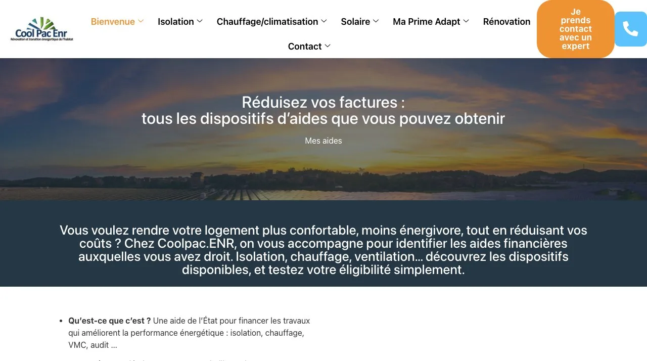 Coolpac ENR : Page Aides à la rénovation