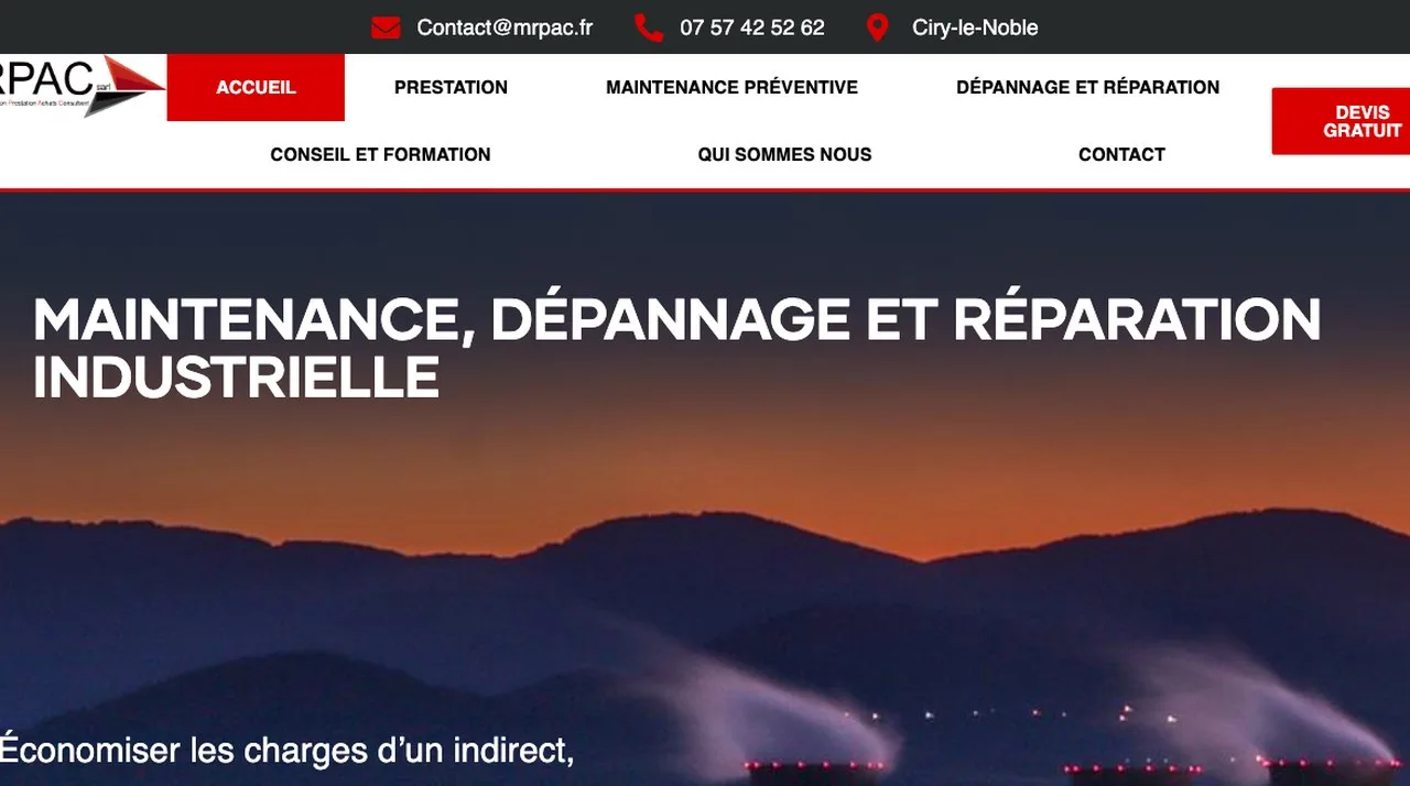 Page d’accueil du site Mrpac, maintenance, dépannage et réparation industriels en Bourgogne