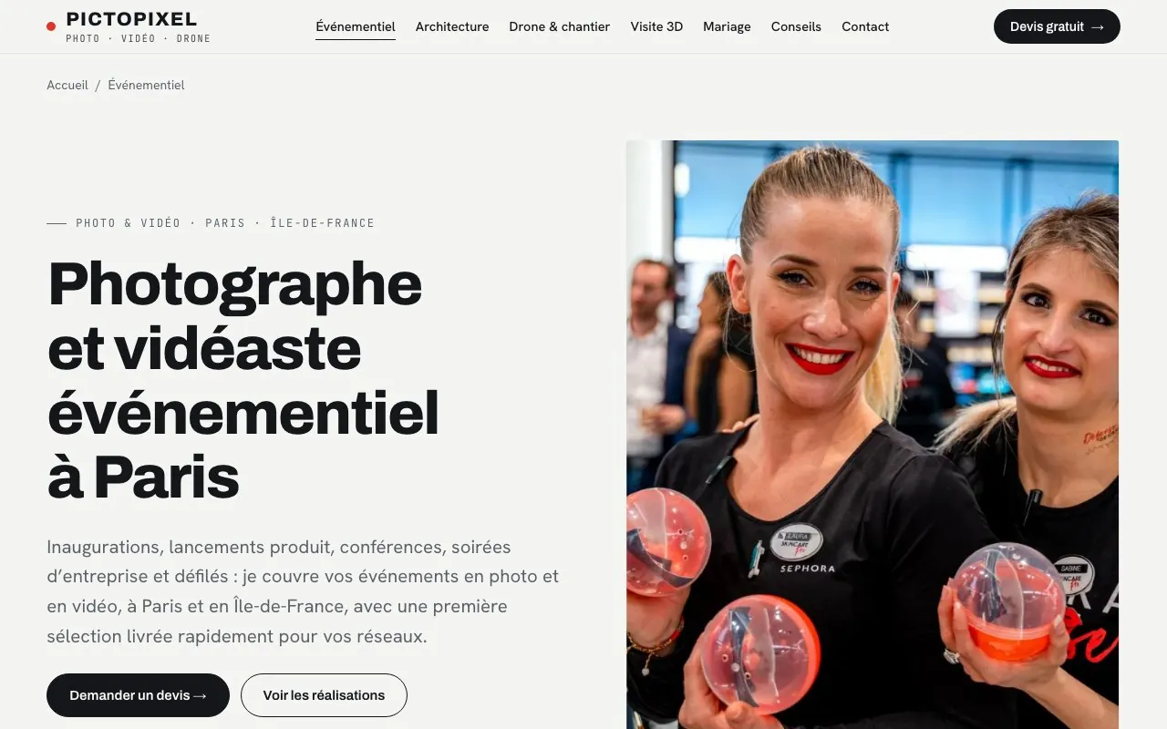 Pictopixel : Page Événementiel