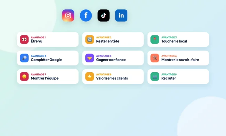 Schéma : 9 avantages des réseaux sociaux pour une entreprise locale