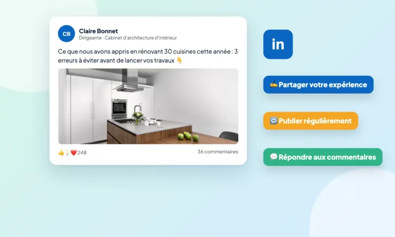 Schéma : LinkedIn : gagner en visibilité quand on dirige une petite entreprise (visibilité sur LinkedIn)