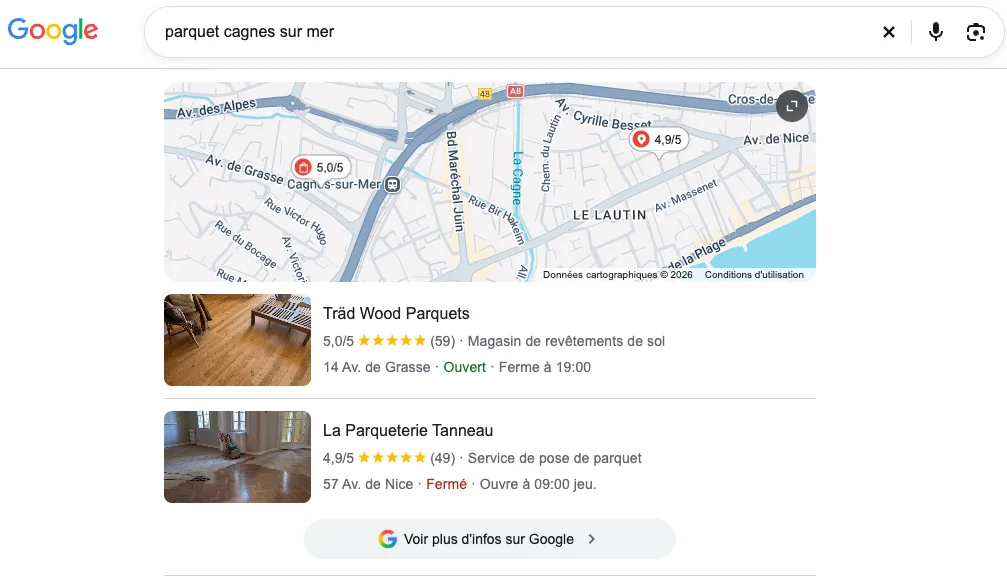 Träd Wood en tête de Google